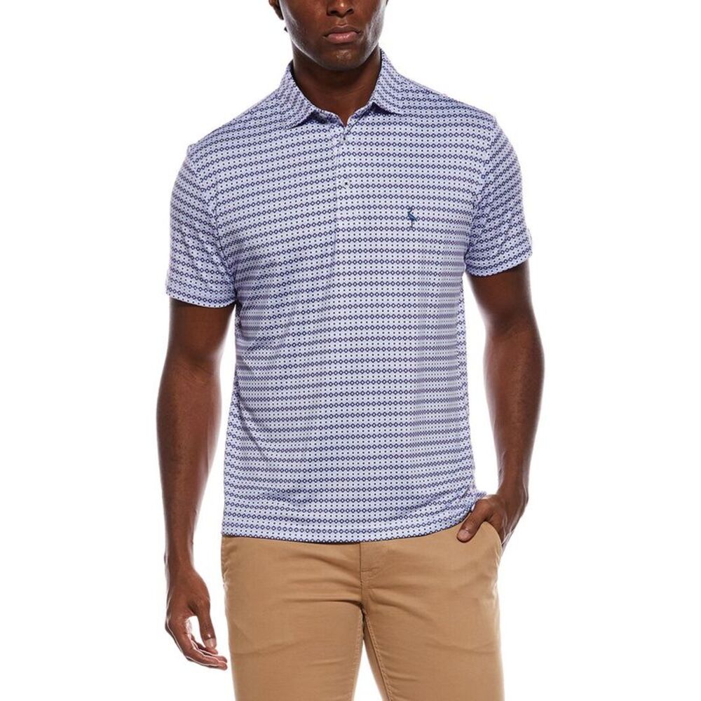 Tailorbyrd Mens  Geo Stars Printed Performance Polo Shirt, Navy